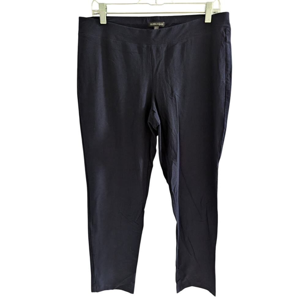 Eileen Fisher Womens Size Large Slim Ankle Pants Leggings Navy Blue Nylon Blend